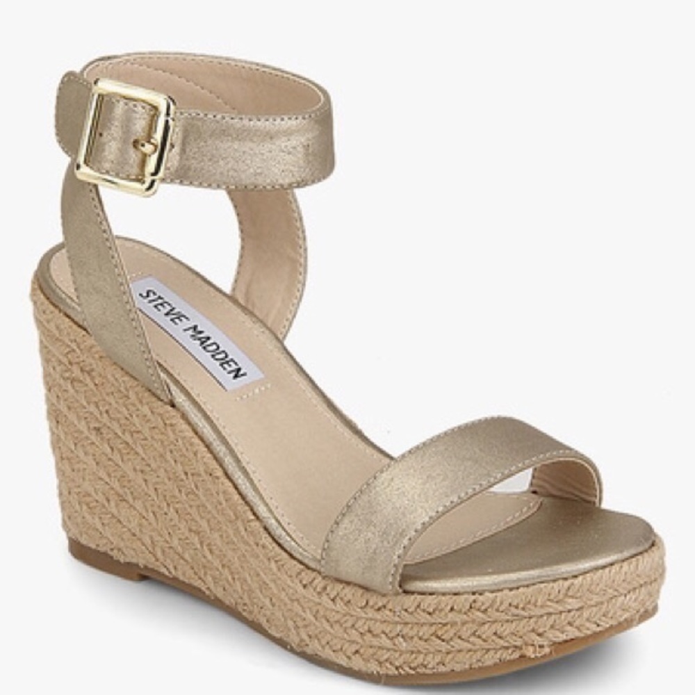 Steve Madden Gold Seaside Multi-Strap Wedges